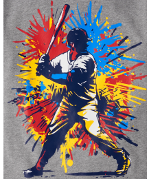 Childrens Place Grey Baseball Player Graphic Tee